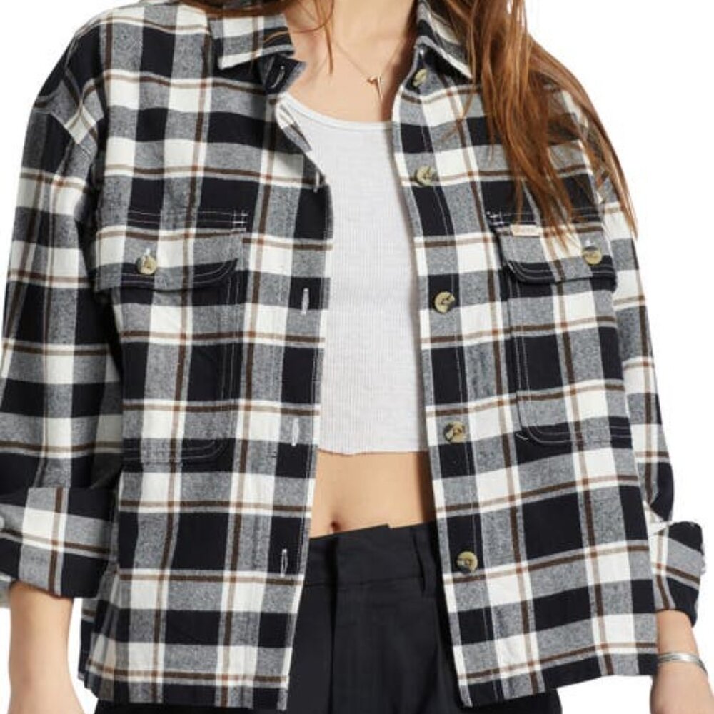 BRIXTON Button-Up Checkered Plaid Long Sleeves Collared Small - Picture 4 of 4